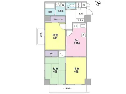 メゾンムラセ(3DK/2階)の間取り写真