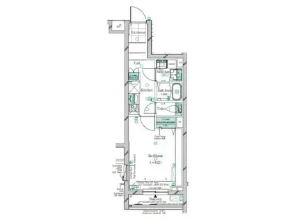 ガリシア千鳥町Ⅱ(1K/4階)の間取り写真