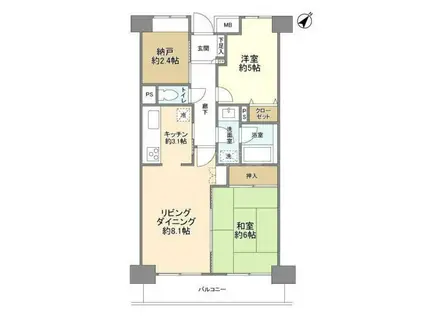 グランヴェール南馬込(2SLDK/4階)の間取り写真