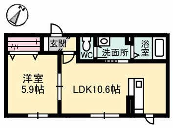 シャーメゾン駿(1LDK/1階)の間取り写真
