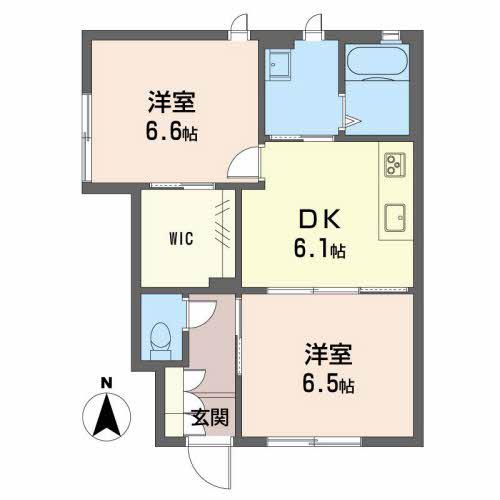 シャーメゾン高岡(2DK/1階)の間取り写真