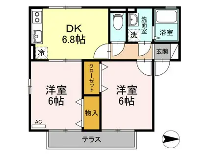 パークハイム向日葵Ⅱ(2DK/1階)の間取り写真