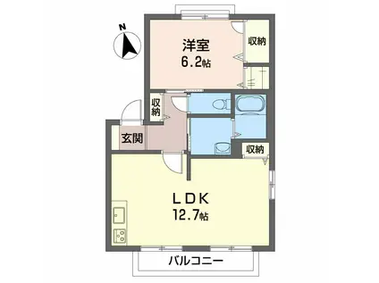シャーメゾン東垣生(1LDK/2階)の間取り写真