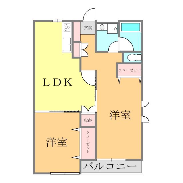 SUNハイツ(2LDK/2階)の間取り写真