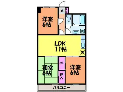 カーサグラン余戸(3LDK/5階)の間取り写真
