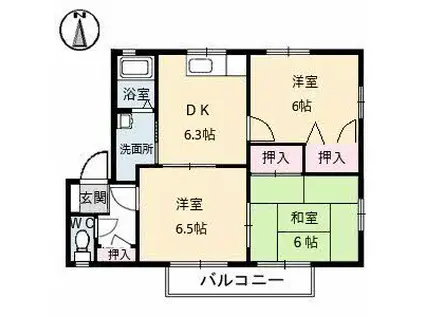 アートウインドウ(3DK/2階)の間取り写真