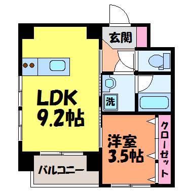 パミドール(1LDK/4階)の間取り写真