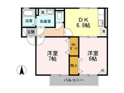 セジュール永木Ⅱ(2DK/2階)の間取り写真