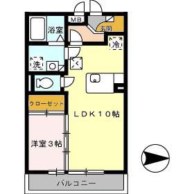 エスト・クレールⅡ(1LDK/1階)の間取り写真