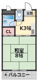 福岡マンション(1K/3階)の間取り写真