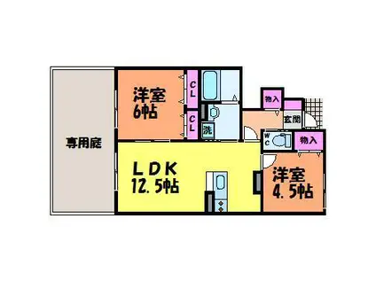 セントロイエル南斎院(2LDK/1階)の間取り写真