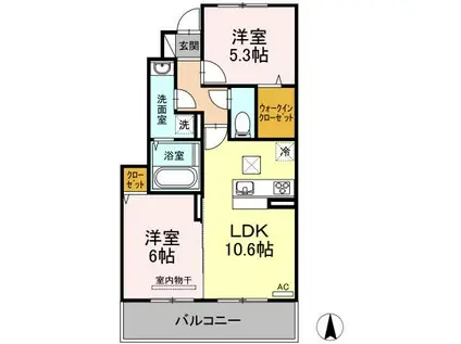 メゾン・ド・シュシュ(2LDK/1階)の間取り写真