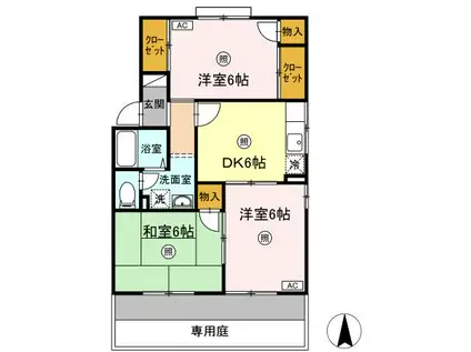 セジュール関谷(3DK/1階)の間取り写真