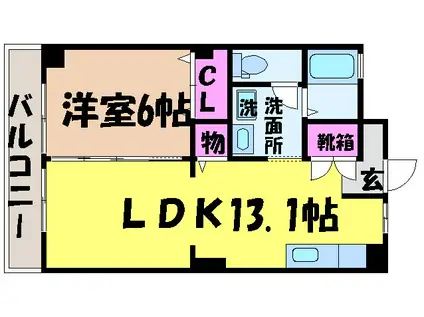 フォブール一色3(1LDK/3階)の間取り写真