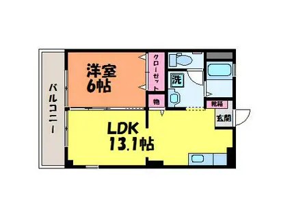 フォブール一色3(1LDK/1階)の間取り写真