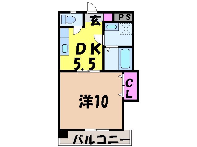 伊予鉄道環状線 大手町駅(愛媛) 徒歩7分 8階建 築24年(2K/6階)の間取り写真