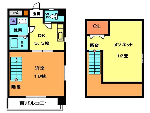 キャッスル千舟(1DK/8階)の間取り写真