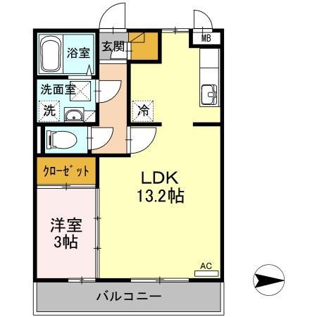 エスト・クレールⅡ(1LDK/3階)の間取り写真