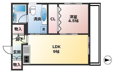 ヴェルデ・ビュー大手町(1LDK/11階)の間取り写真