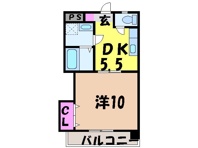 伊予鉄道環状線 大手町駅(愛媛) 徒歩7分 8階建 築24年(1DK/6階)の間取り写真