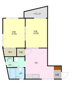 セキヤハイツ(2DK/3階)の間取り写真