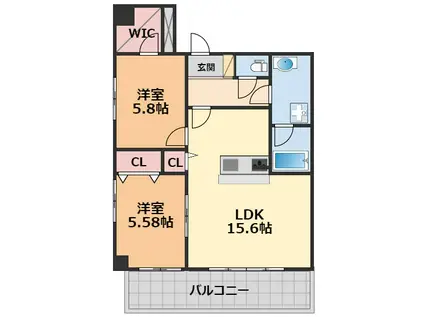グランディアレジデンス千舟(2LDK/5階)の間取り写真