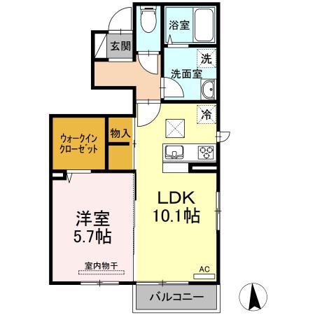 エントピア余戸SK(1LDK/1階)の間取り写真
