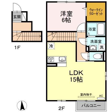 エントピア余戸SK(1LDK/2階)の間取り写真