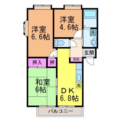 フォブール大森(3DK/2階)の間取り写真