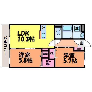 ウイング コート(2LDK/2階)の間取り写真