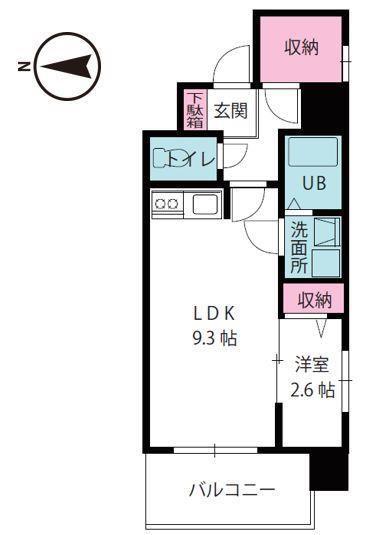 アステリア萱町(1LDK/4階)の間取り写真
