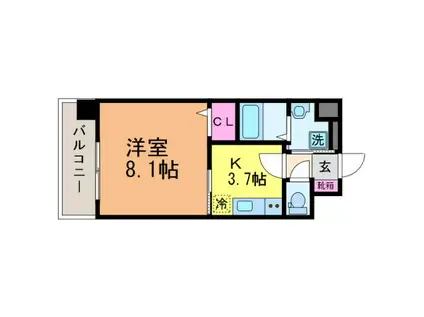 アステリア萱町(1K/9階)の間取り写真