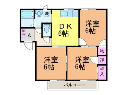 ガーデンハイツ(3DK/2階)の間取り写真