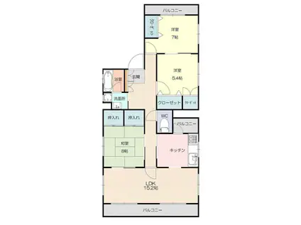 プレジール道後(3LDK/6階)の間取り写真