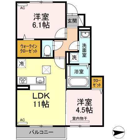 ドミール南吉田(2LDK/1階)の間取り写真