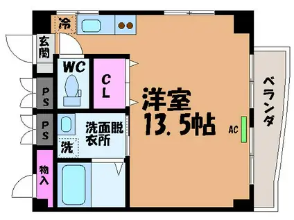 サザンコート枝松(ワンルーム/4階)の間取り写真