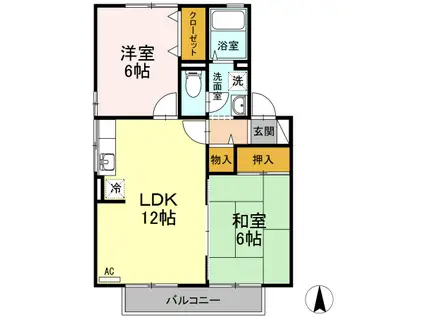 ガーデンコート B棟(2LDK/2階)の間取り写真