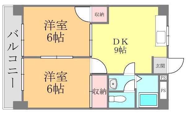 ヨシキビル(2LDK/4階)の間取り写真