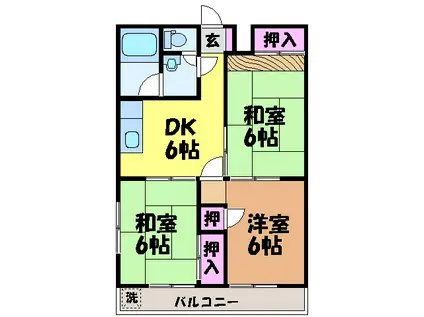 松山南ハイツ(3DK/3階)の間取り写真