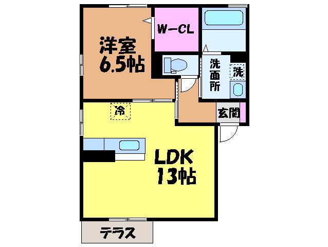 エヴァーフォレスト(1LDK/1階)の間取り写真