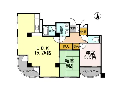 パルコート松山(2LDK/3階)の間取り写真