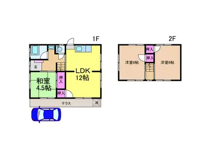 伊予鉄道横河原線 いよ立花駅 徒歩21分 2階建 築37年(3LDK)の間取り写真