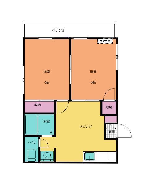 紅葉町フラット(2DK/3階)の間取り写真