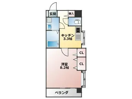 リューレント久米(1K/6階)の間取り写真