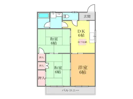 コーポ高市(3DK/1階)の間取り写真