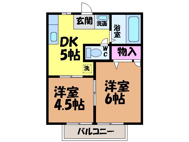 コーポ・リーナ(2DK/1階)の間取り写真