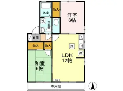 ヴィラージュ95(2LDK/1階)の間取り写真