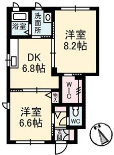 プレミアス東野(2DK/1階)の間取り写真