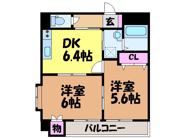 プランドール(2DK/4階)の間取り写真
