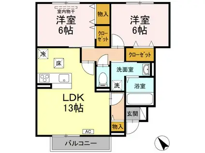 メゾン・エントピアⅢ(2LDK/1階)の間取り写真
